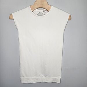 Athleta Womens White Stretchy Dress Shirt Size‎ Small S Open Back